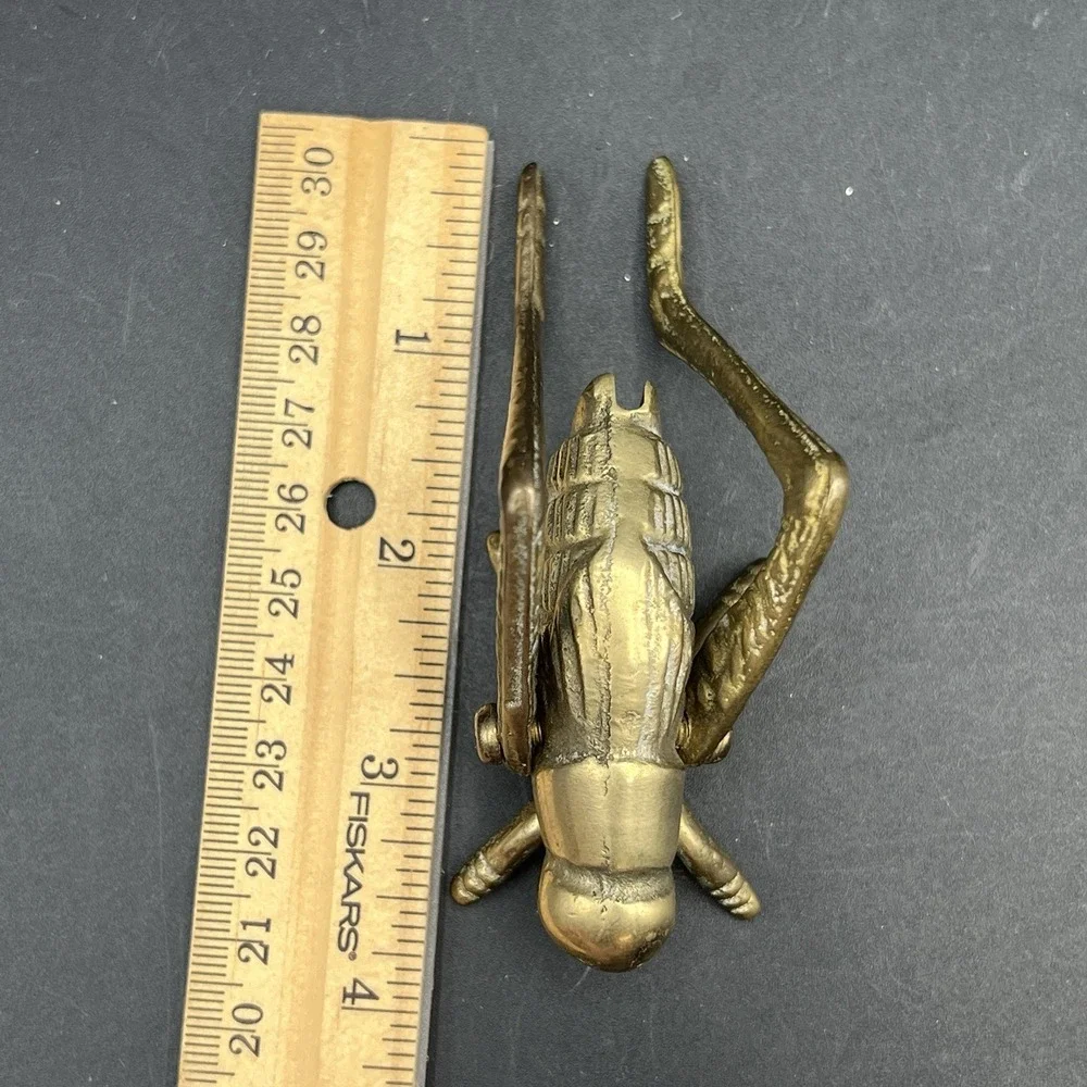 Vintage‎ Brass Grasshopper Cricket Locust Figurine Paperweight Bug 4